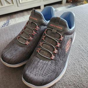 Skechers running shoes.  Slide ons.  Size 8 Wide Fit.  In good condition.